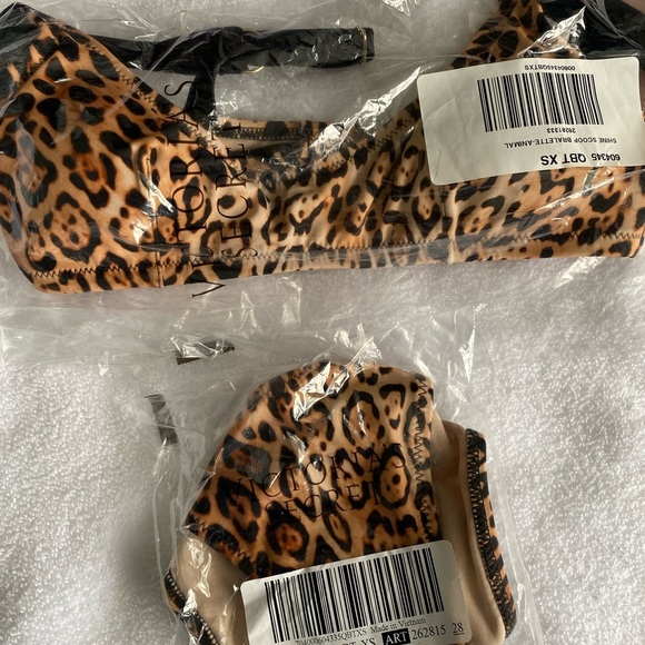 VICTORIA'S SECRET Natural Leopard Shine Strap Scoop Top Brazilian Panty Bikini - Picture 5 of 9